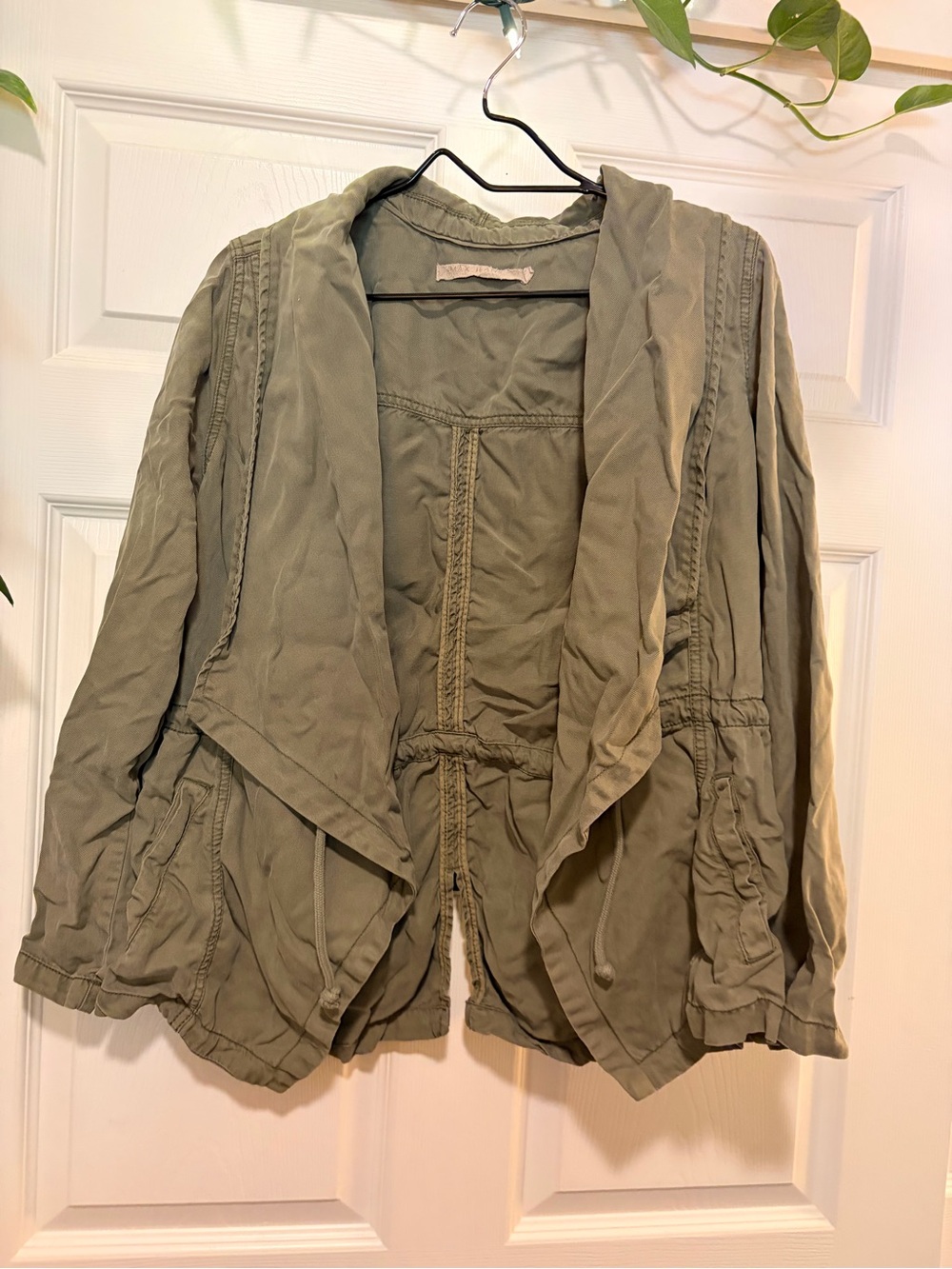 Max Jeans Olive Utility Drawstring Hooded Jacket